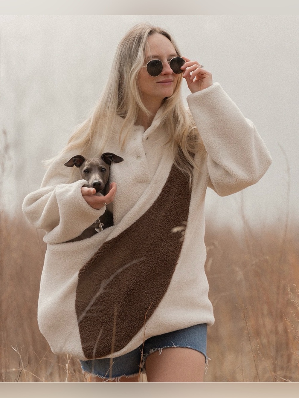 Riikyu Kangaroo Pouch Pet Carrier Unisex Fleece Sweater